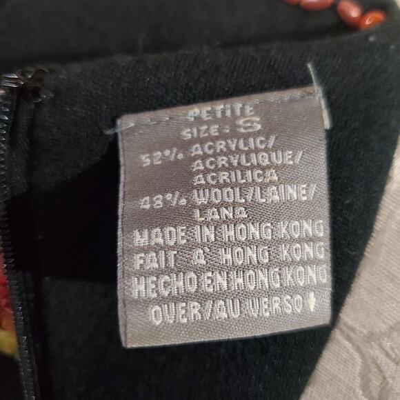 Vtg Liz Claiborne Embellished Sequin Beaded Wool Blend Dress Size SP Artsy Party - Picture 9 of 14